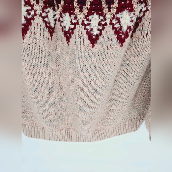 Express Fair Isle Drop Sleeve Mauve Maroon Sweater Medium - Picture 9 of 10